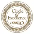 Circular emblem with "Circle of Excellence" and "Lennox" text, adorned with a laurel wreath border.