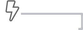 A simple gray zigzag line with an arrow at one end, representing a stylized lightning bolt.