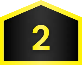A yellow number 2 is centered on a black pentagon shape outlined in yellow.